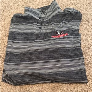 Columbia Black and Gray Striped Polo Shirt